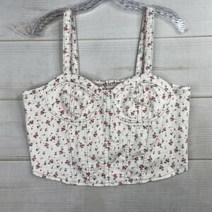 No Boundaries Corset Crop Top Jr XL 15-17 Floral Smocked Y2K Bustier Cottagecore